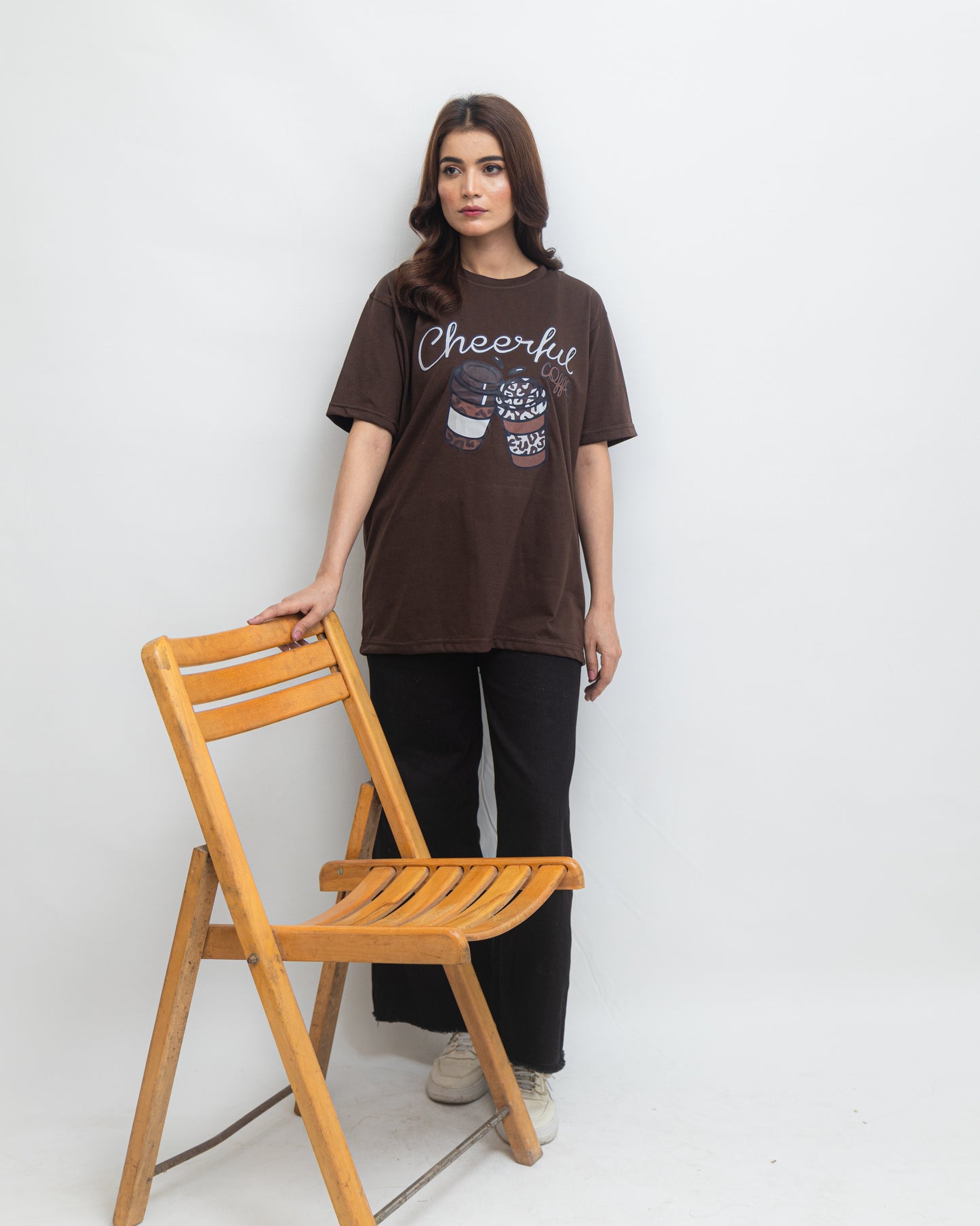 Cheerful Coffie Over Size Tee
