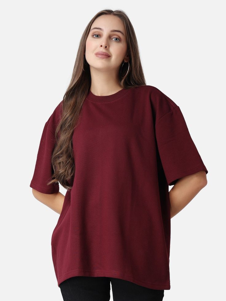 Maroon Basic Drop Shoulder Tee