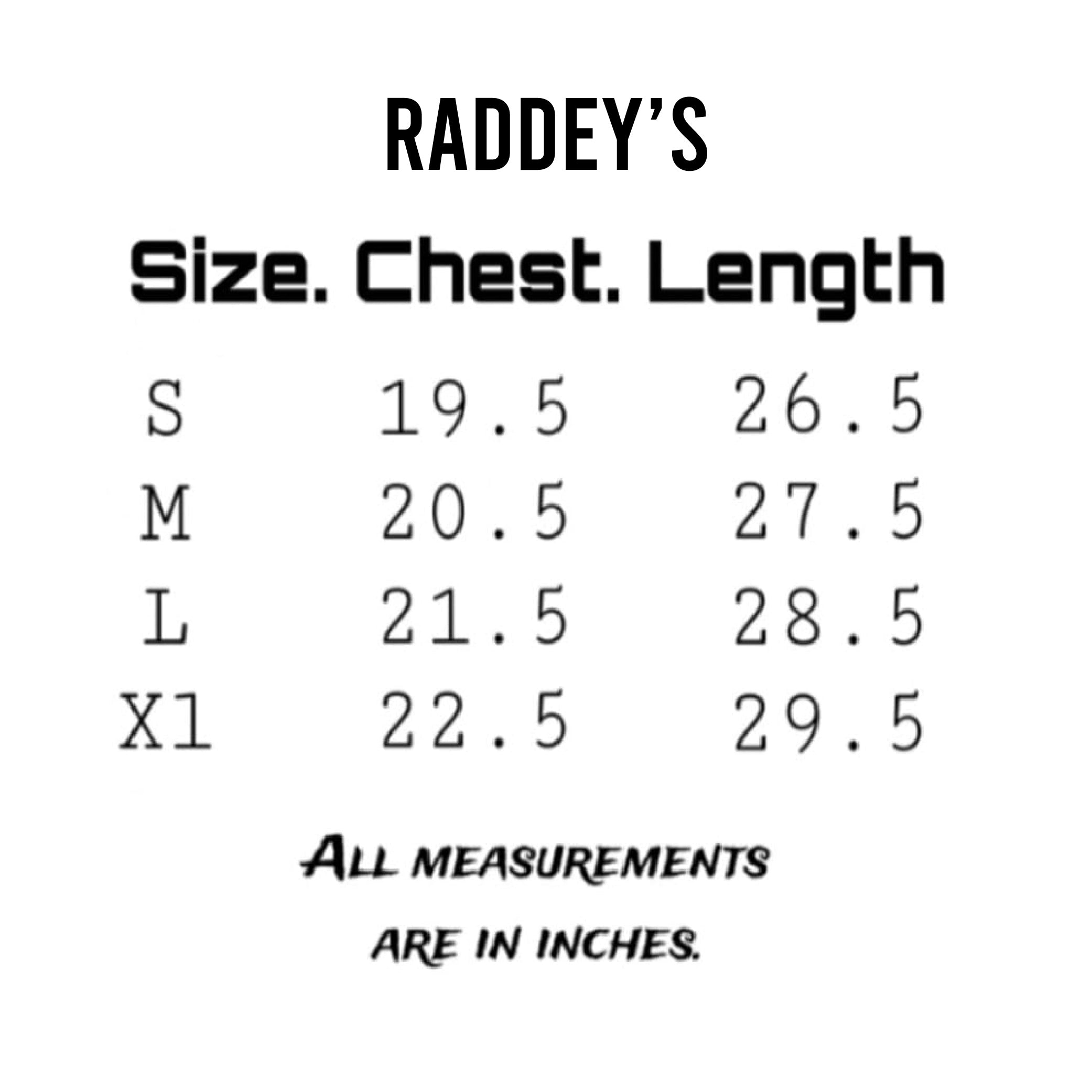 Size chart for Perfectly Imperfect  T. Shirt