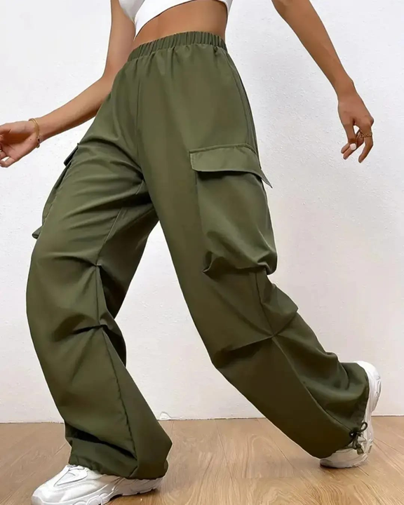 Olive Green Flap Pocket Cotton Cargo Trouser