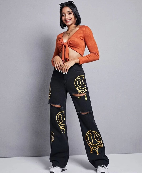 Emojies Black Wide Leg Denim