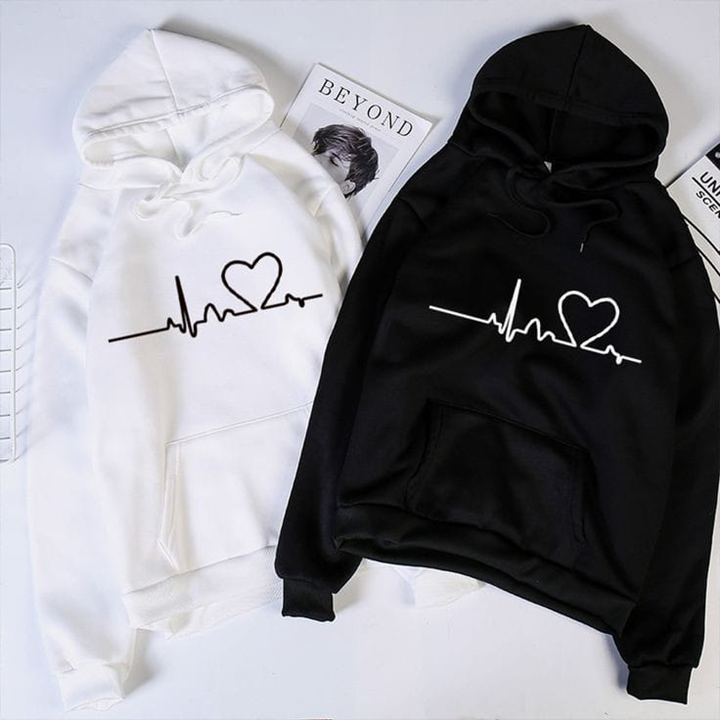 Heart Beat Couple Hoodies
