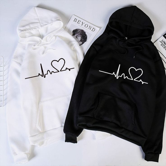 Heart Beat Couple Hoodies