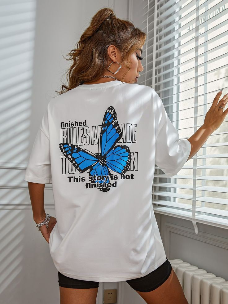 Drop Shoulder  Butterfly Tee