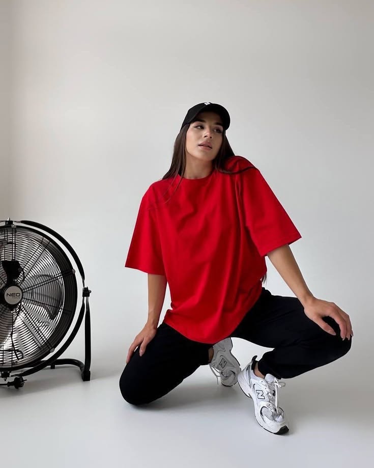 Basic Red Drop Shoulder Tee