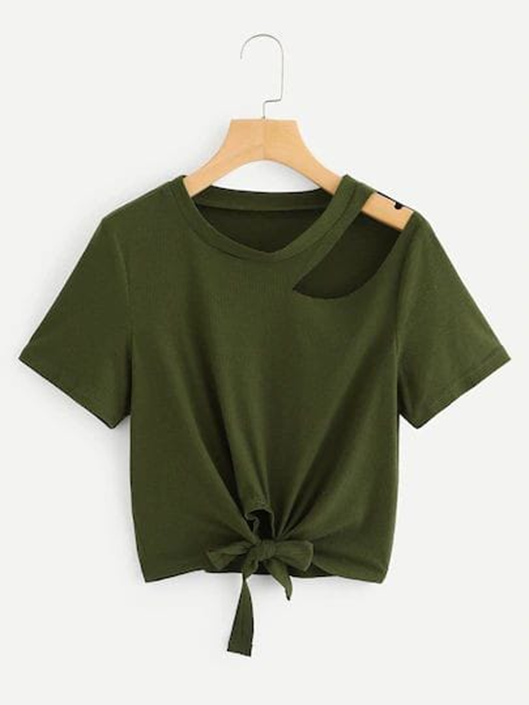 Cut Shoulder Crop  Top