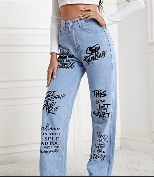 Street Denim Wide Leg Sky Blue Jeans