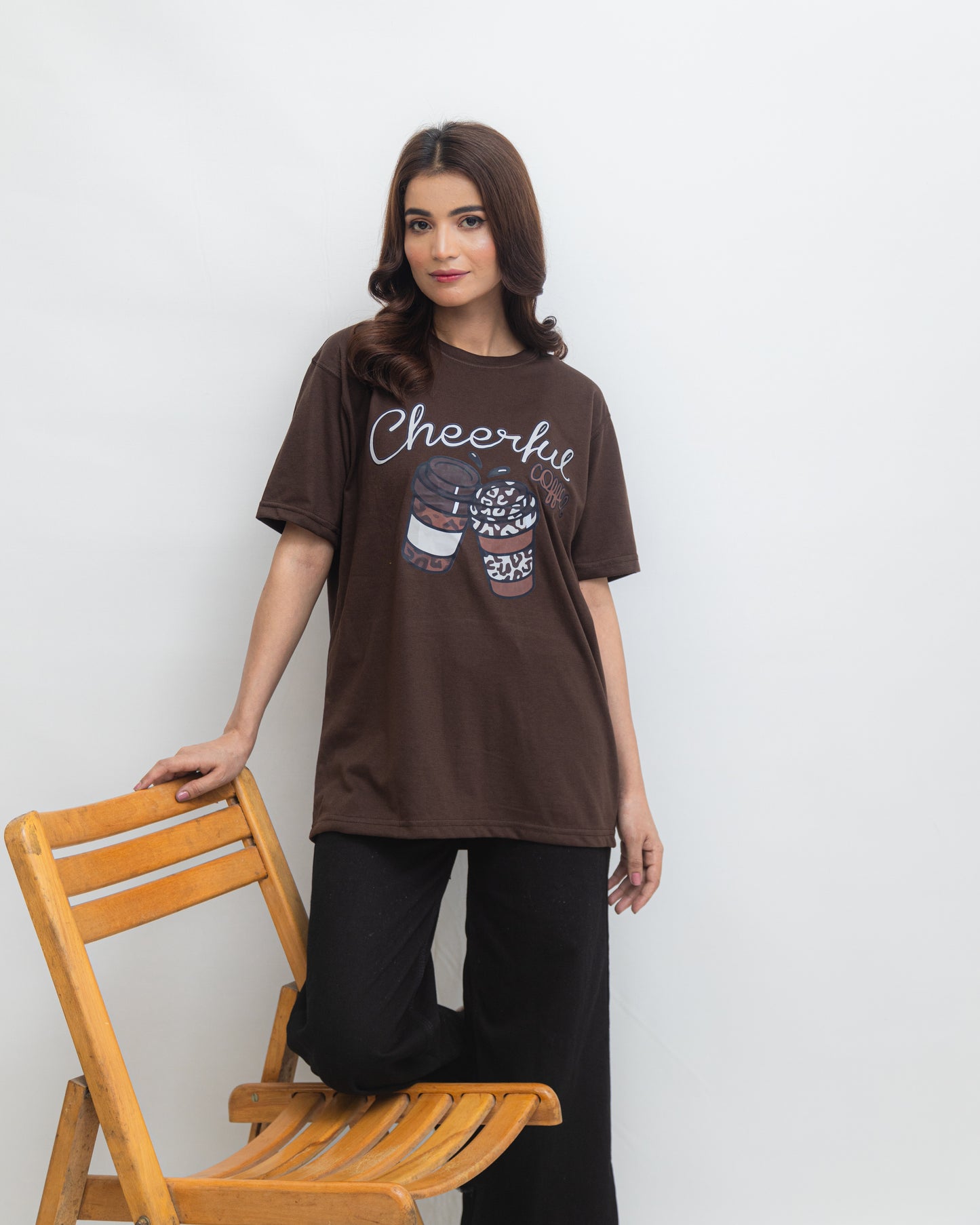 Cheerful Coffie Over Size Tee