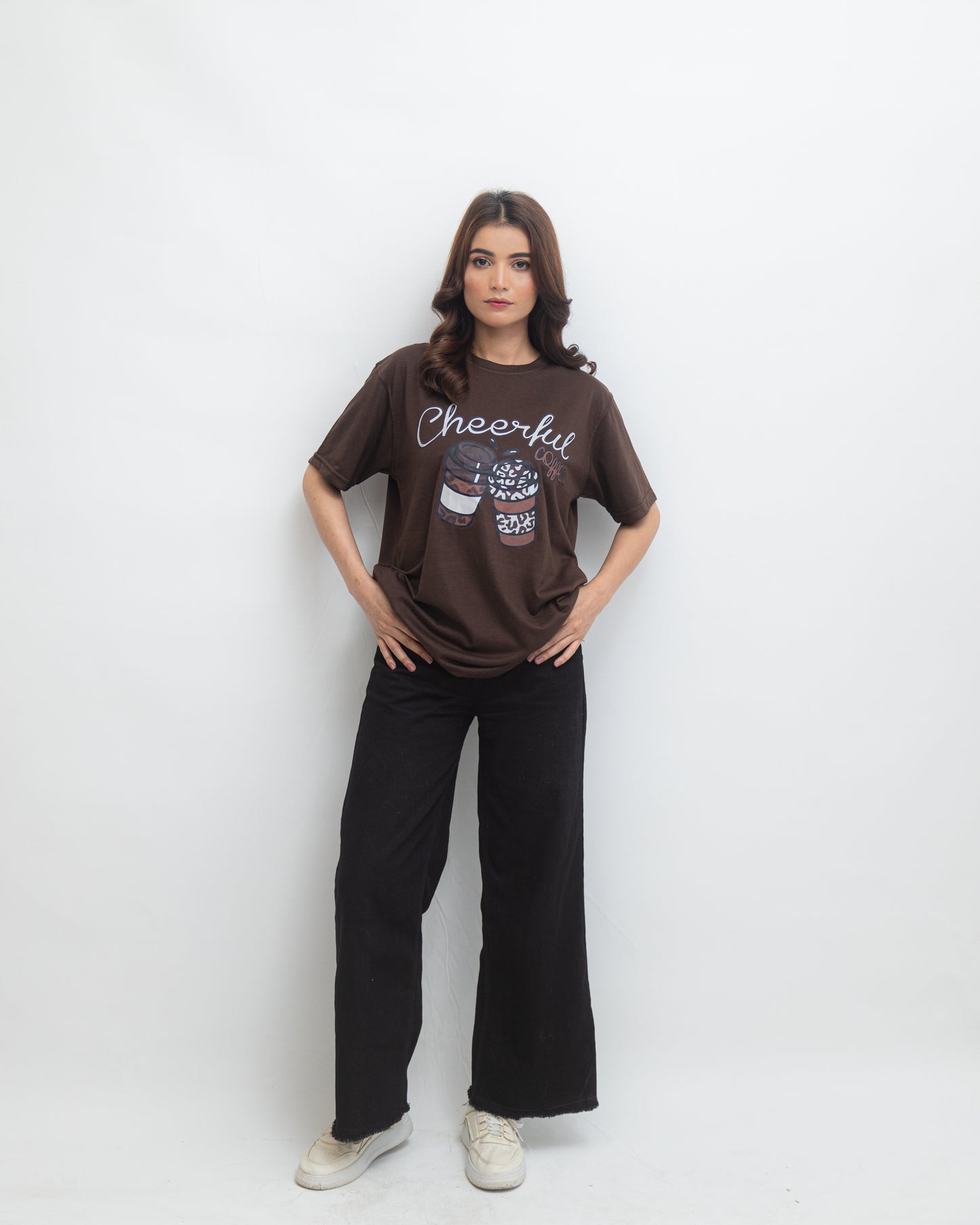Cheerful Coffie Over Size Tee