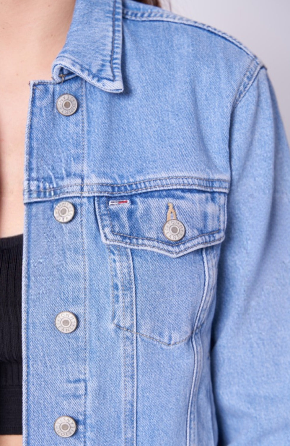 Sky Blue Crop Denim Jacket