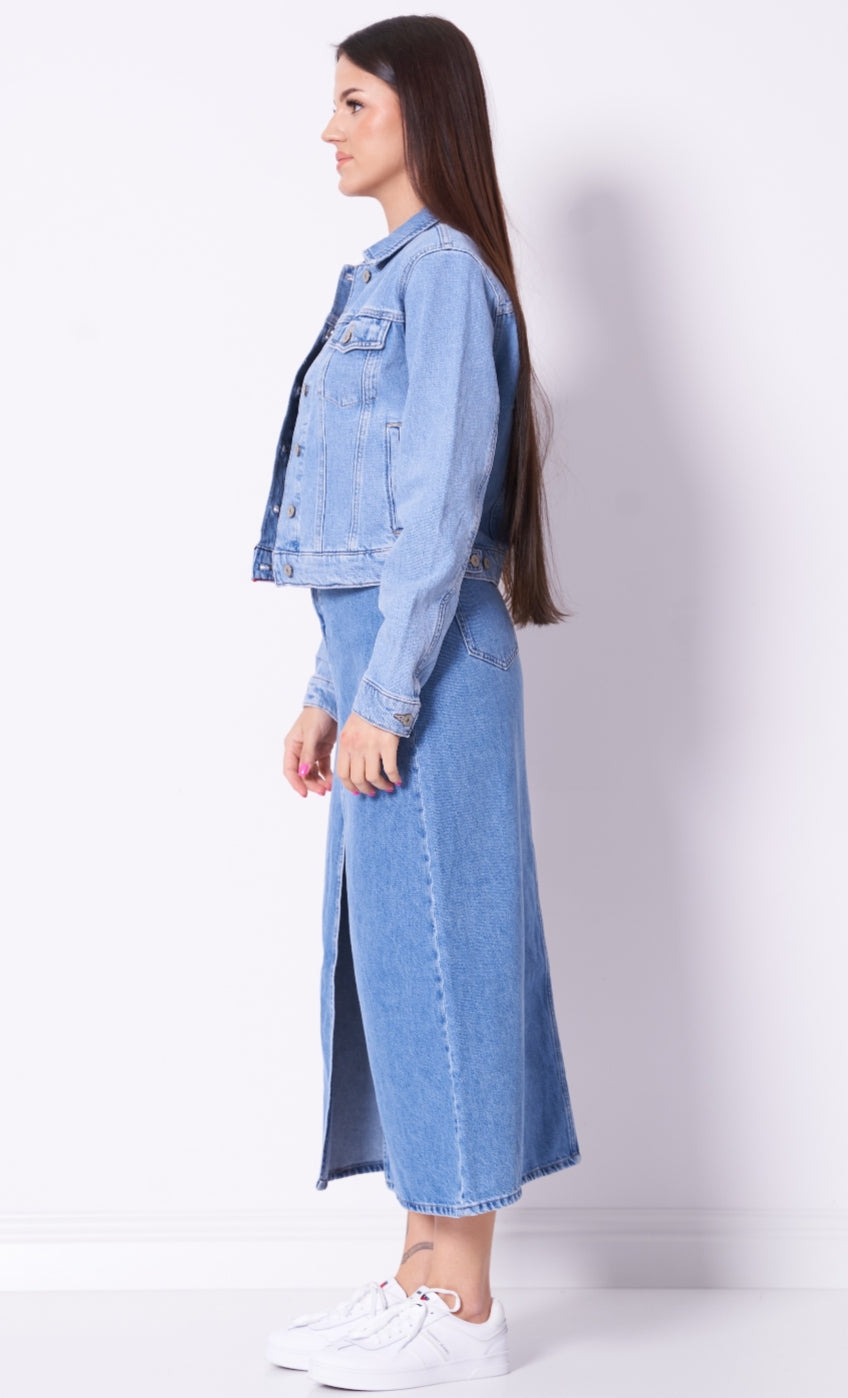 Sky Blue Crop Denim Jacket