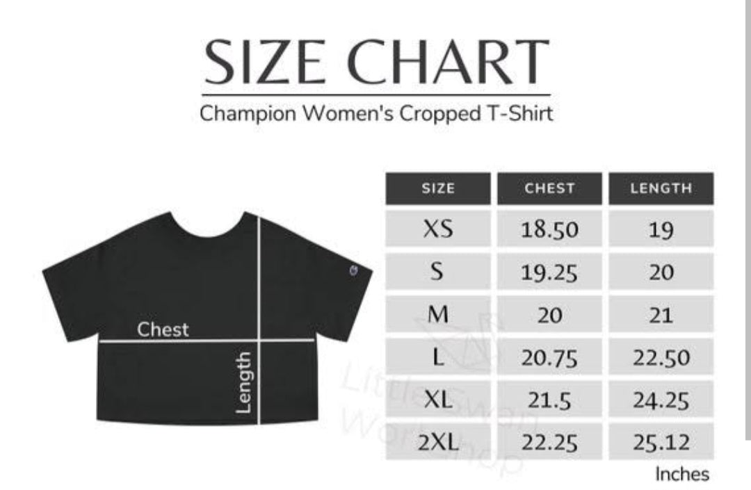 Size chart for Babe Croptop