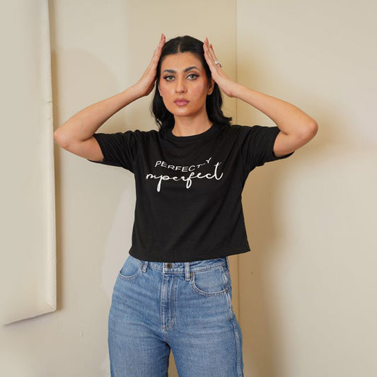 Black Slogan Croptop