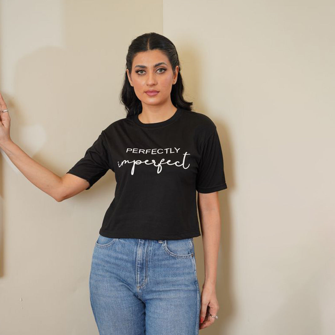 Black Slogan Croptop