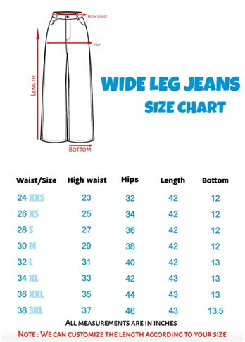 Size chart for Wide Leg Jeans Pack OF 3 Set - 3