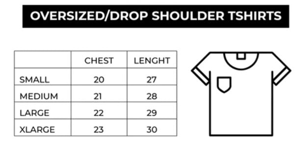 Size chart for Comfy Cool Drop Shoulder Tee