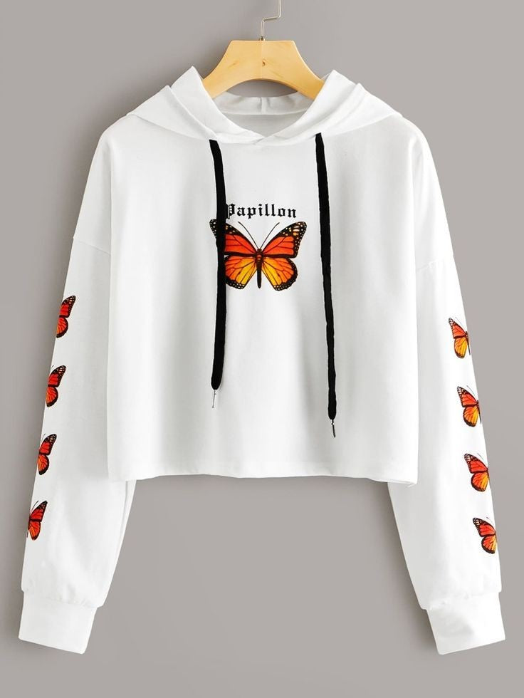 Butterfly  Crop Hoodie