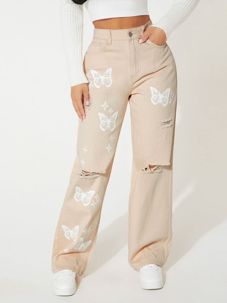 Butterfly Wide Leg Jeans