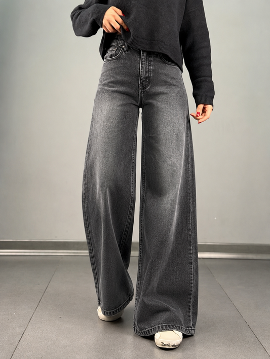 Charcoal Gray Wide Leg Jeans