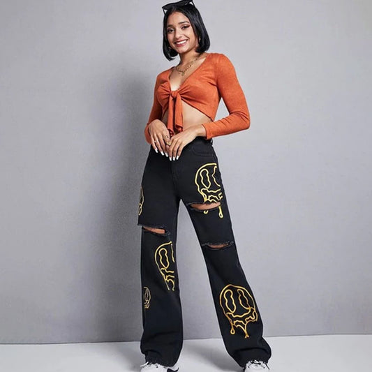 Emojies Black Wide Leg Denim