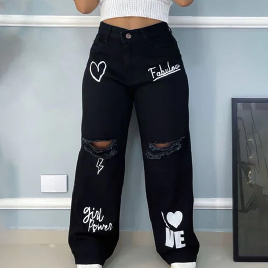 Fabulous Black Wide Leg Denim Jeans