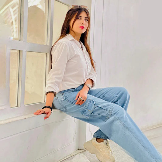 Sky blue Denim Cargo Trouser