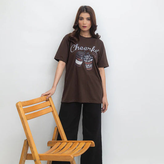 Cheerful Coffie Over Size Tee