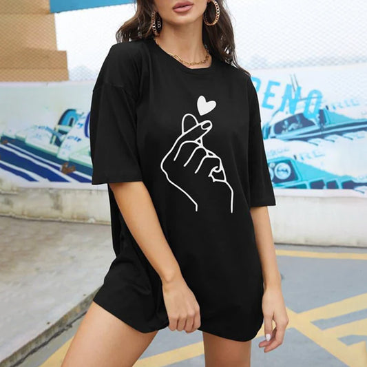 Love Charm Out Line Drop Shoulder Tee