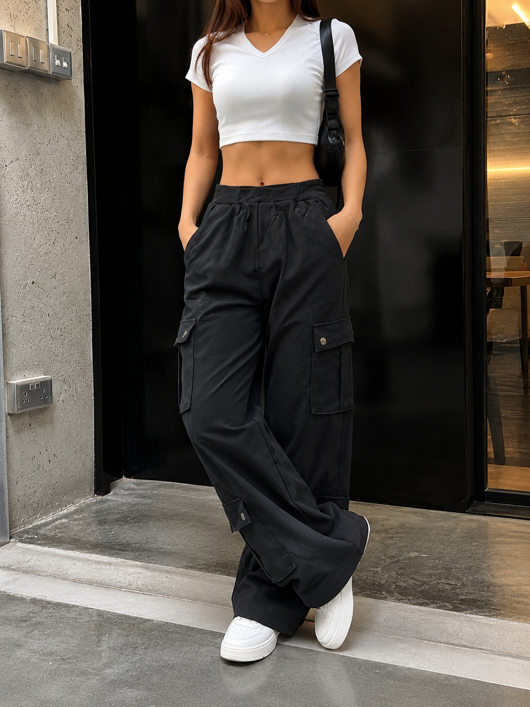 Six Pocket Black Cargo