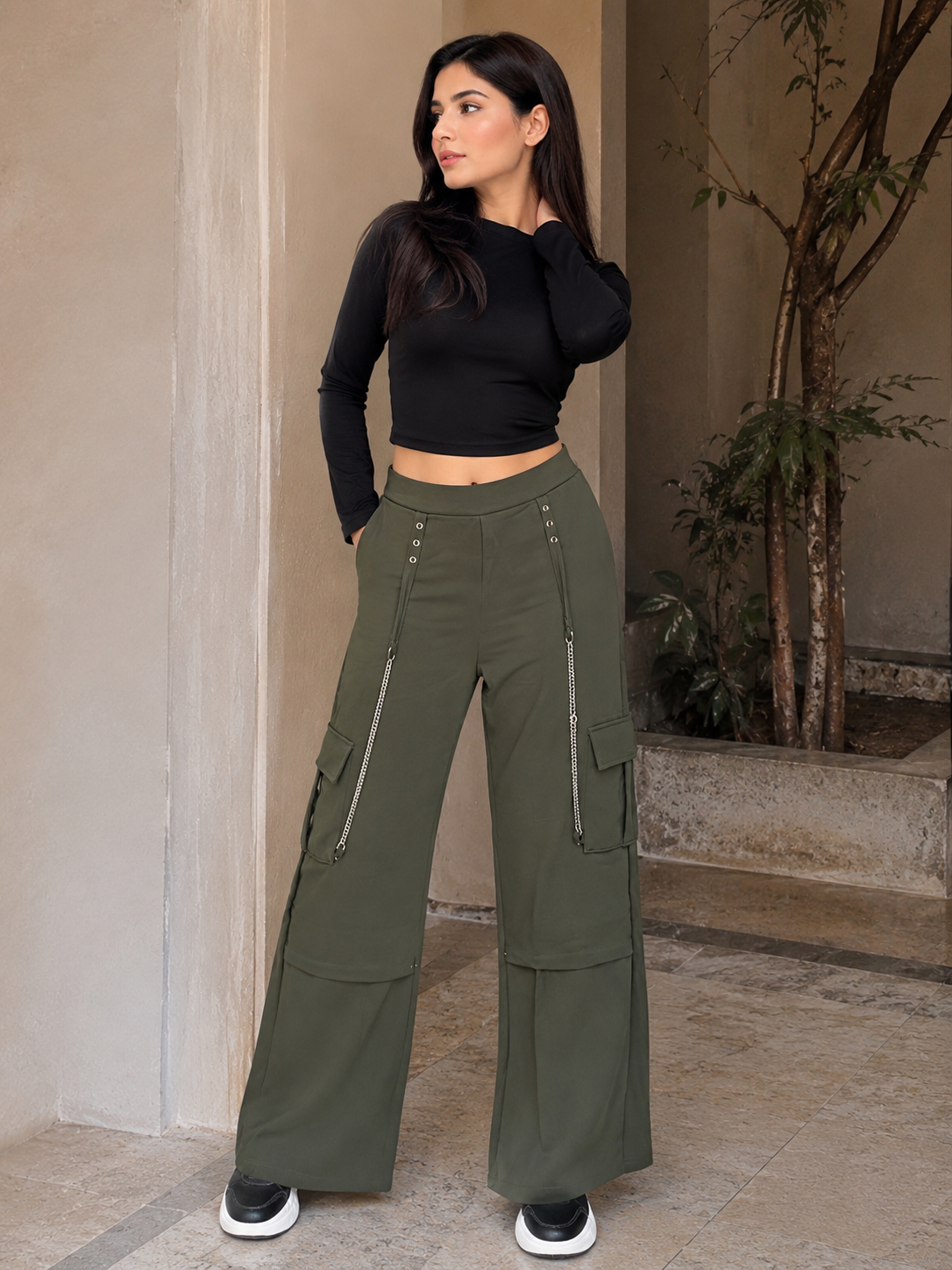 Flap Pocket Olive Green Trouser