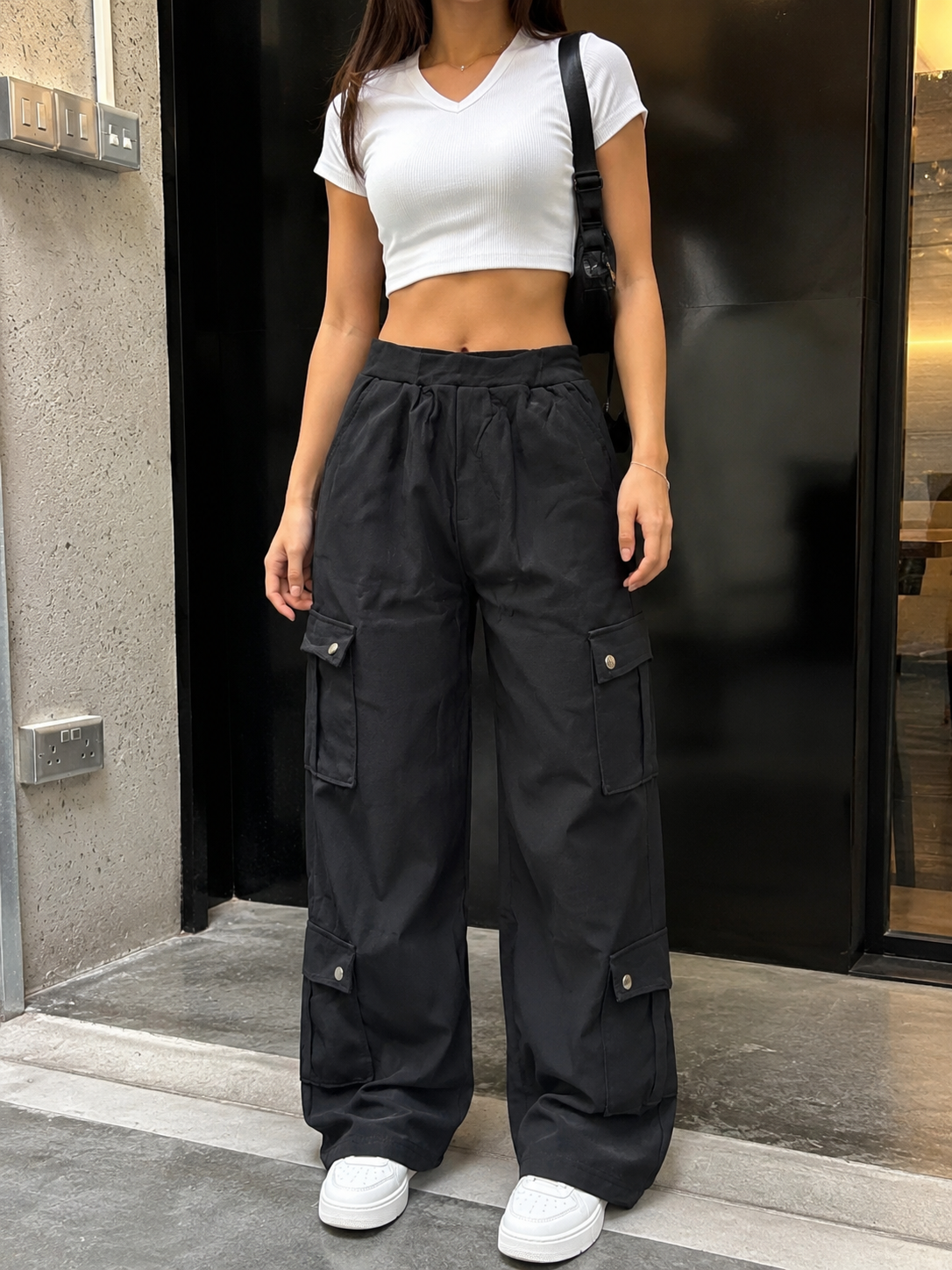 Six Pocket Black Cargo