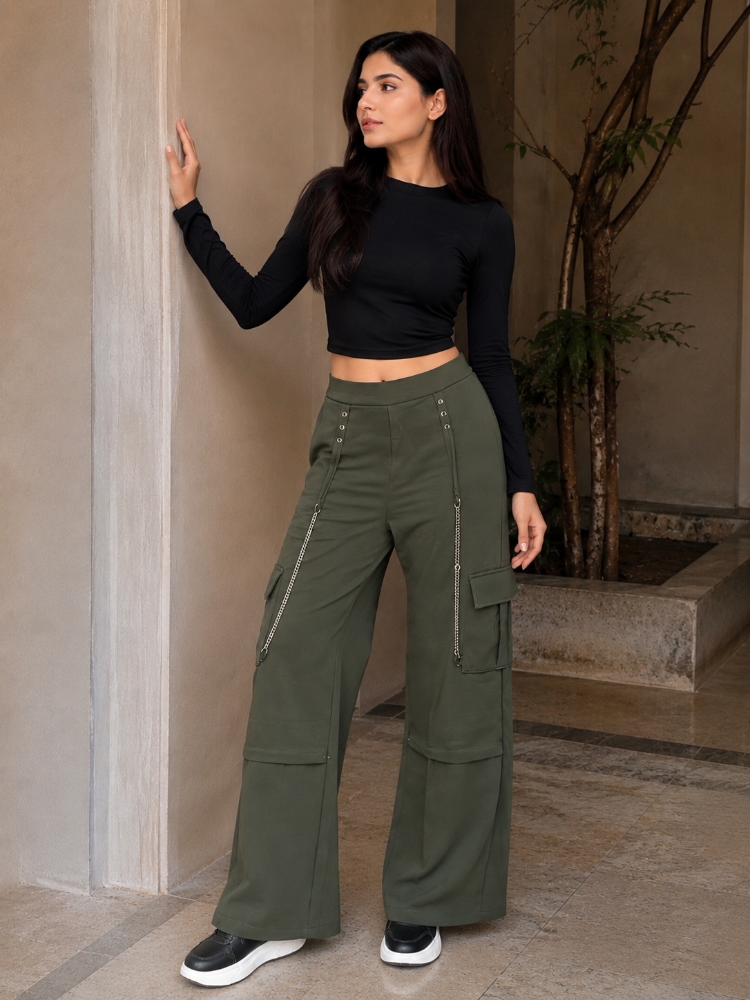 Flap Pocket Olive Green Trouser