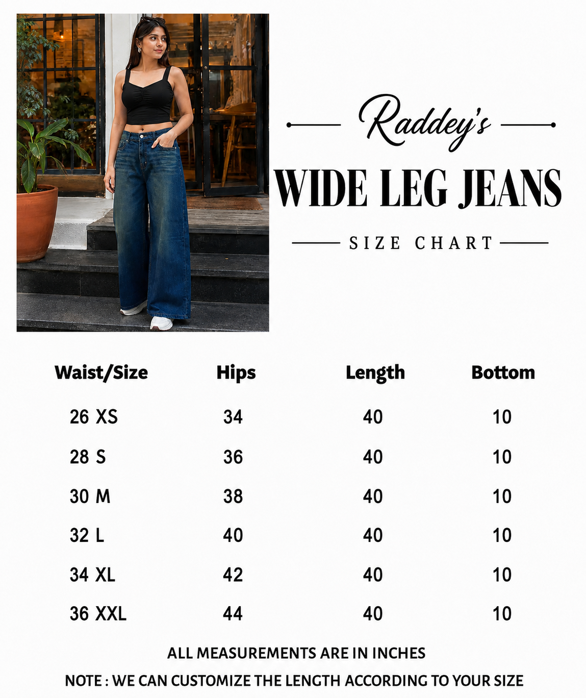 Size chart for Vintage Wide Leg